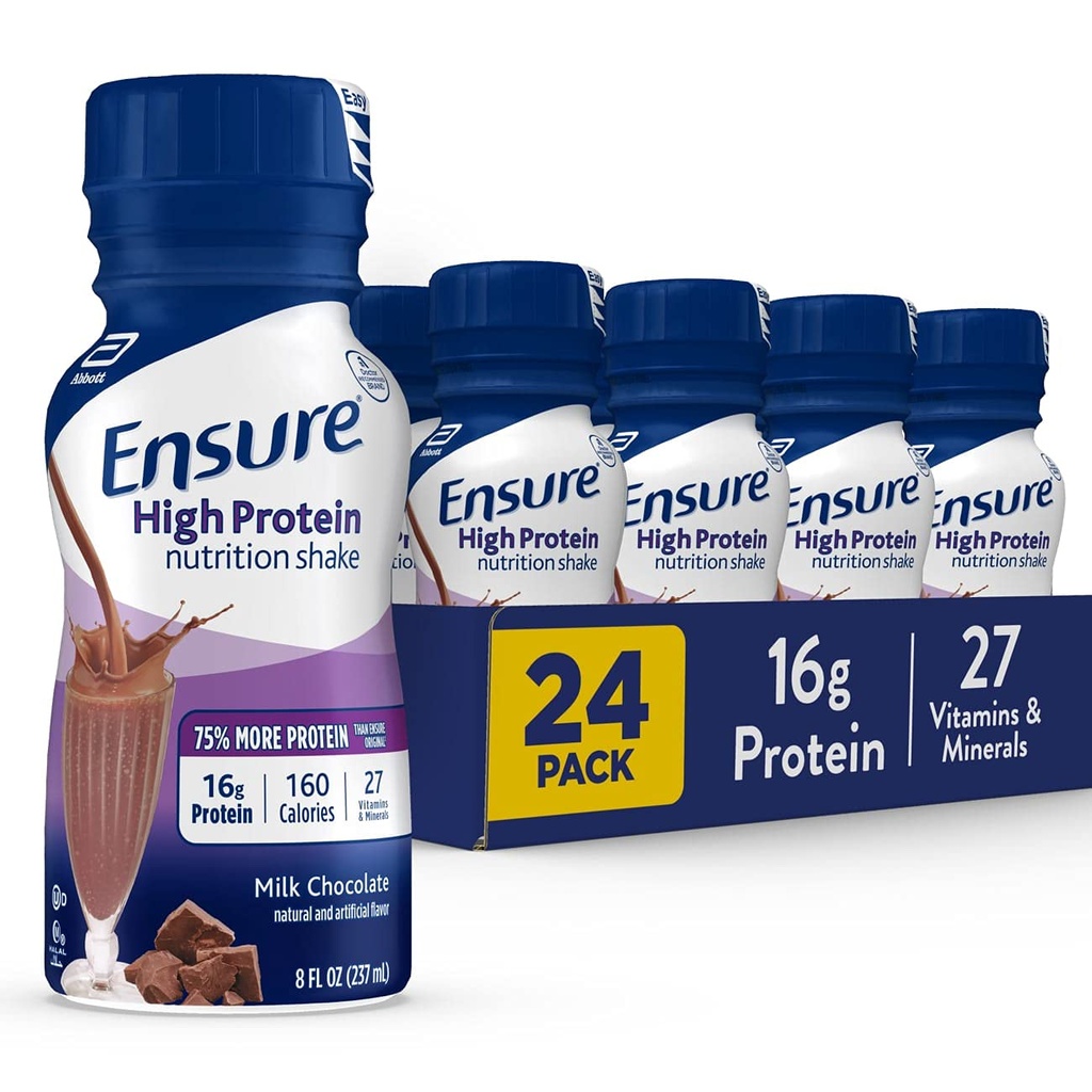 Zaistiť vysoký obsah bielkovín výživové pretrepať s 16g bielkovín, Ready-to-Drink náhrada stravy Shakes, nízky obsah tuku, mlieko čokoláda, 8 fl oz, 24Count