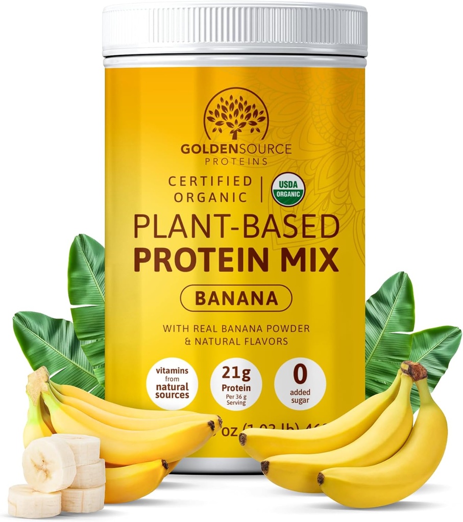 Banána - rastlinný bielkovinový prášok, bielkovinová zmes, proteínový prášok s vitamínmi a minerálmi, 20 g proteínu a kompletný profil aminokyselín, vegánsky proteínový prášok