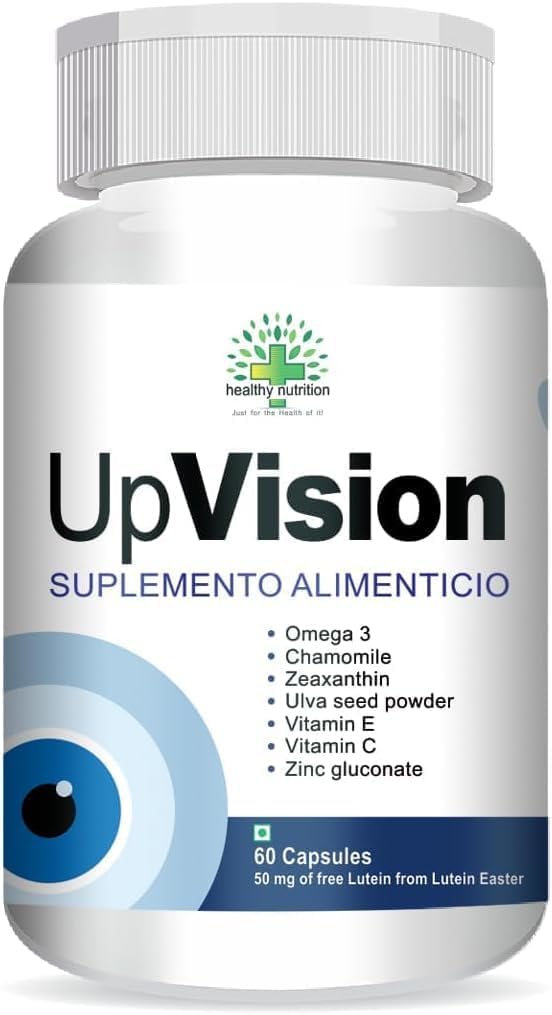 Všeobecné Upvision starostlivosť o oči doplnok pre zdravie očí s Omega-3, vitamín E, VIT A, VIT C, lutein, Zeaxantin, VIT B2 Vegetarian 60 kapsúl-Pack 1