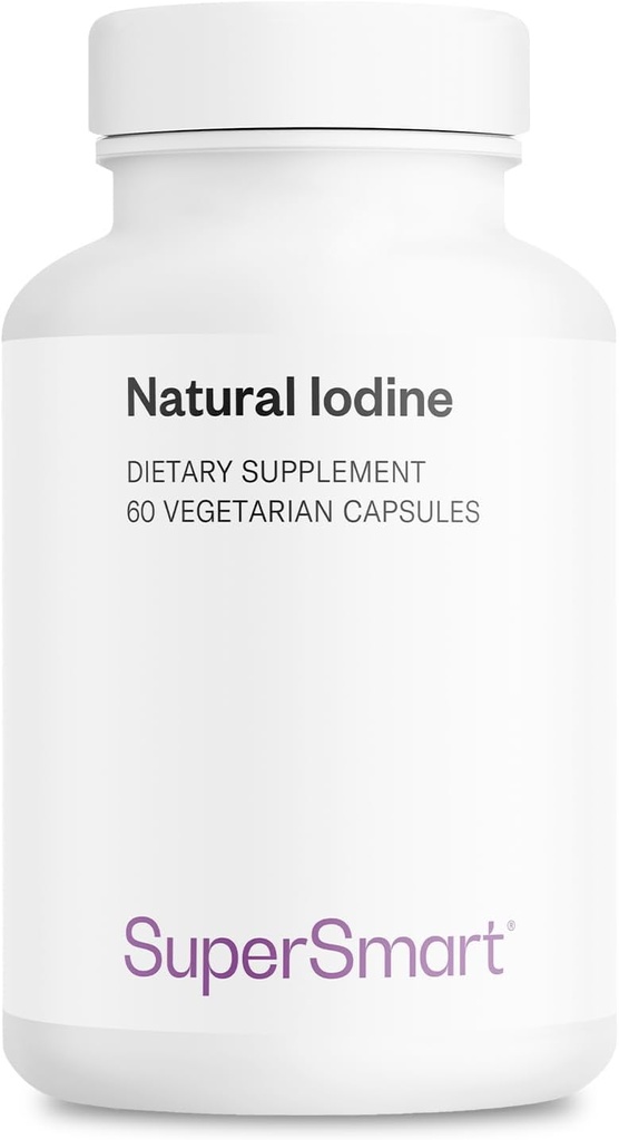SuperSmart - Natural Iodine 1000mg per Day (Patented & High Strength) - Pure Sea Kelp Iodine Supplement - 650ppm of Iodine | Non-GMO & Gluten Free - 60 Vegetarian Capsules