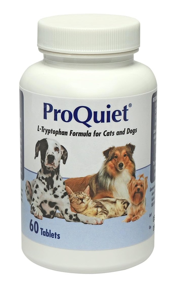 Možnosti zdravia zvierat ProQuiet L-Trytophan Formula pre mačky a psy, vysoko chutný, podporuje zdravý tráviaci a nervový systém, pečeňové chute, 60 tabliet