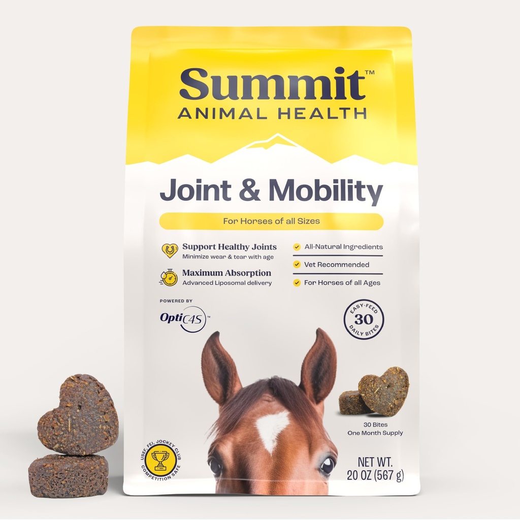 Summit Equine Joint & Mobility Bites Denný doplnok pre kone, Lipozomálne dodanie, Max Absorbcia, Vet Odporúčané, All-Natural Ingredients, 100% Drug-free, zdravé kĺby - 30 Bites