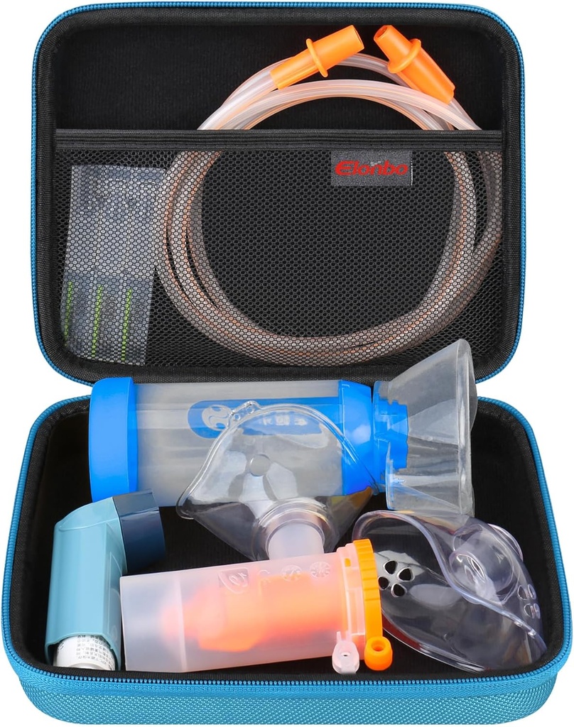 Elonbo Nosenie puzdro pre rozprašovač náhradné diely Kits/Asthma Inhaler/Inhaler Spacer Masky/Nebulizer Tubing Náhradná súprava pre mlátenie Náhradná súprava, Ručný inhalátor rozprašovač taška (iba prípad)