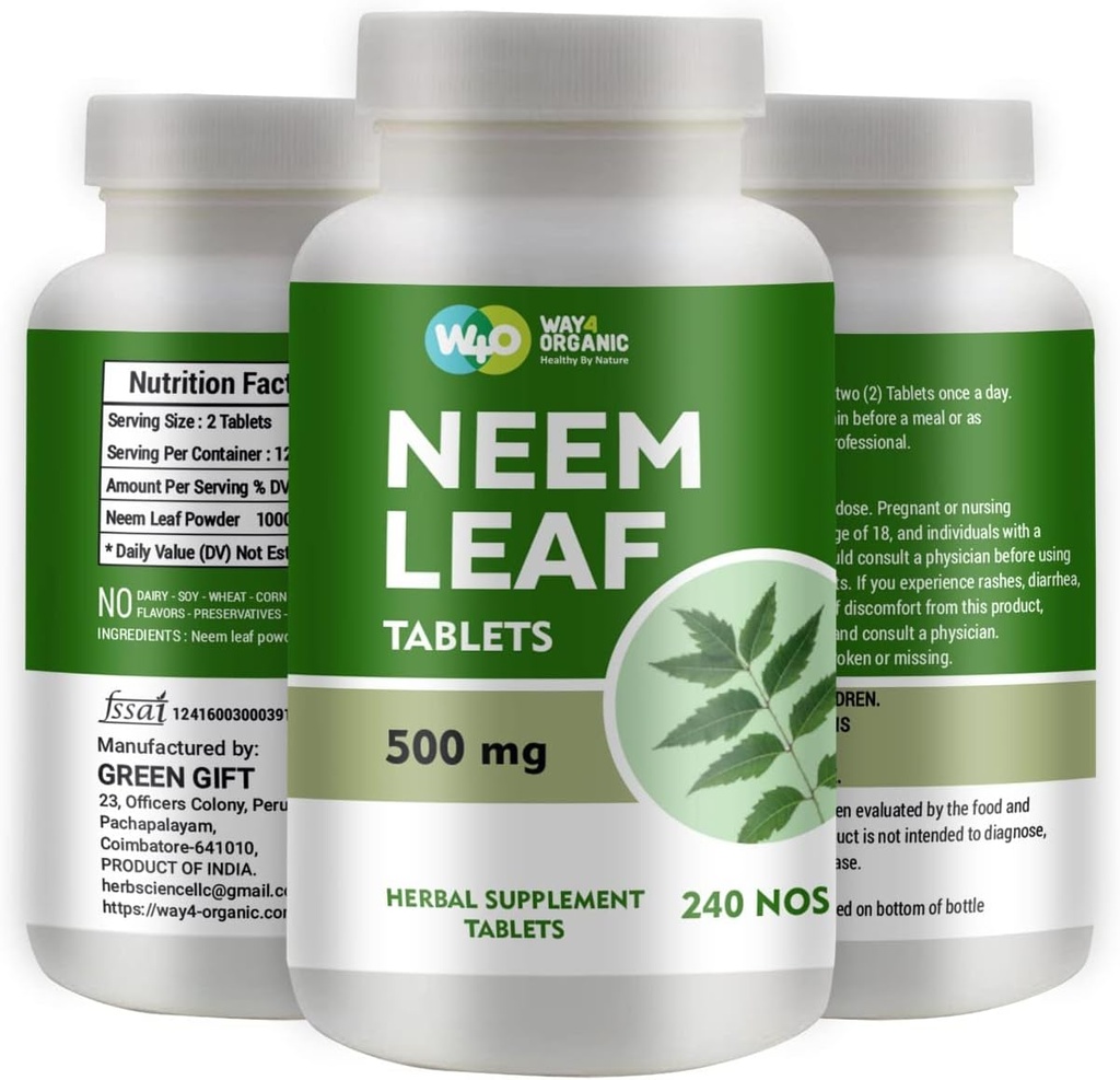 Tablety Neem - 100% Pure (Azadirachta Indica) (240 Počet - 500 mg) 120 dní (1 balenie)