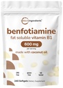 Micro Ingrediencie Vitamín B1 Benfotiamín 600mg za obsluhu, 240 Coconut Oil Softgels 