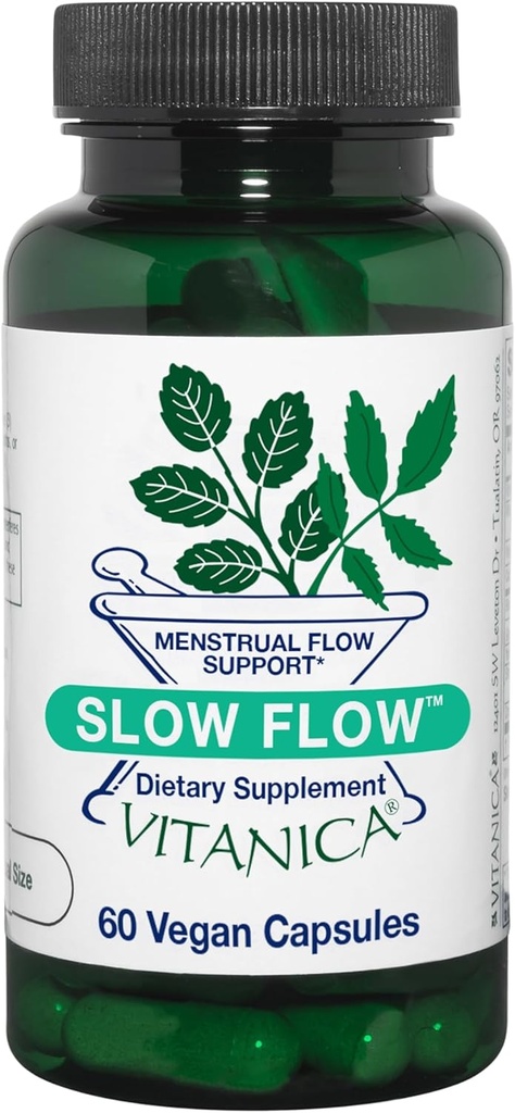 Vitanica Slow Flow, Menstrual Flow Support, Vegan, 60 Kapsule (Slow Flow Pro Logo)
