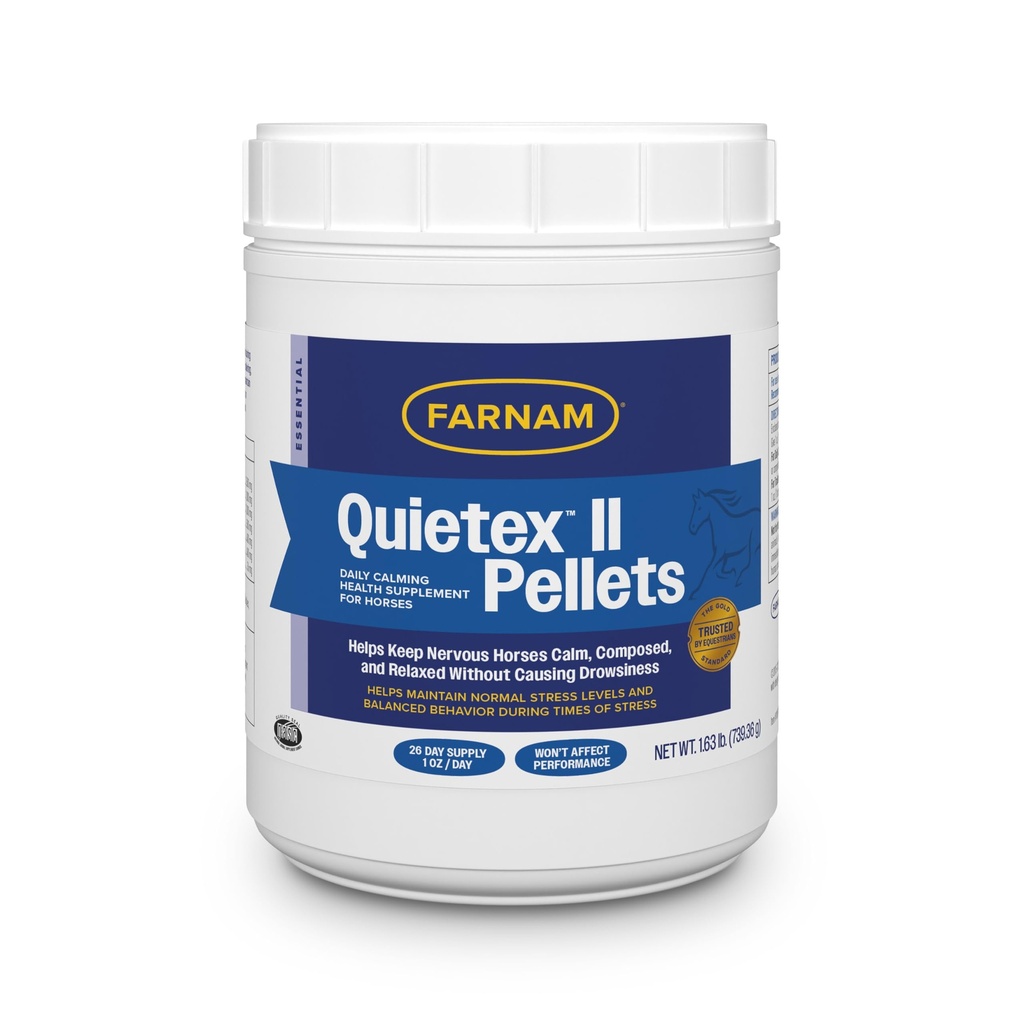 Farnam Quietex II Kôň upokojujúce doplnok Pellets, pomáha riadiť nervové správanie a udržať kone pokoj a zložené v stresových situáciách, 1.625 Lbs, 26 dní dodávky