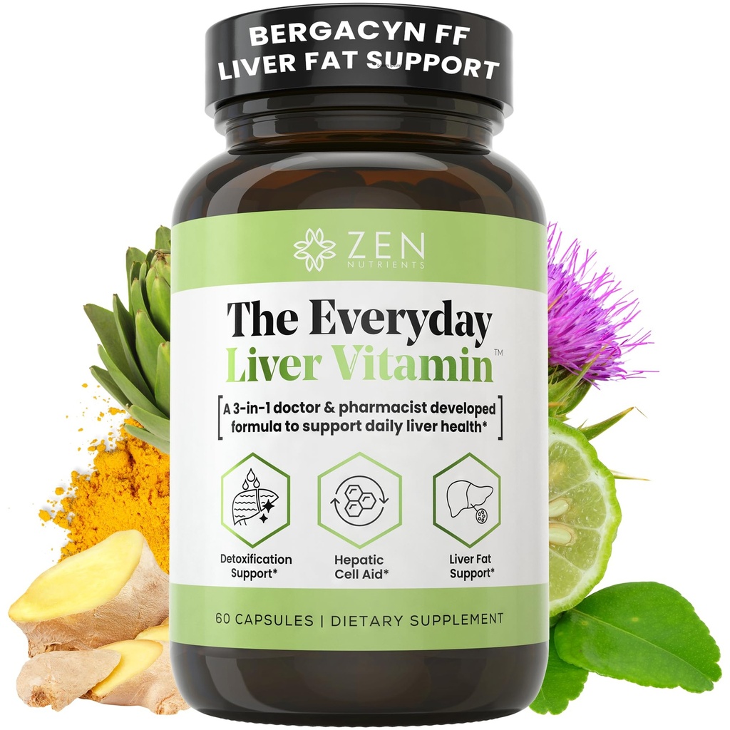 Zen Nutrients Pečeň Vitamín - Pečeň čistí Detox a opravy s Bergacyn FF, Organické mlieko Thitle, púpavkový koreň a artičoky extrakt pre zdravie pečene - Mastné pečeň podporné doplnky