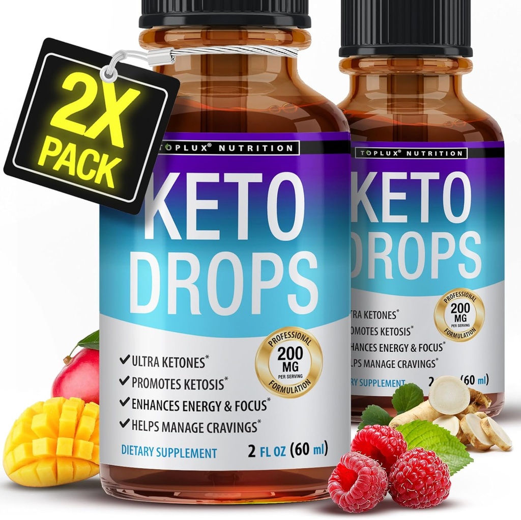 Toplux Keto Diet Drops Ketogénny doplnok - Premium Formula pre podporu ketózy, lepšia absorpcia kvapaliny, Garcinia Cambogia, pre mužov a ženy