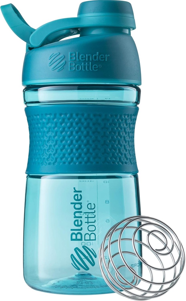 BlenderBottle 20oz SportMixer Protein Shaker Fľaše, Black & Teal, Bundle of 2