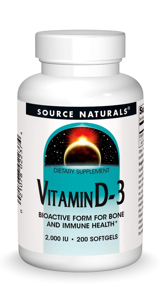 Zdroj Naturals Vitamín D-3 2000 iu podporuje Bone & Immune Health - 200 Softgels