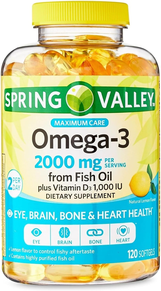 Konvergencia Maximálna starostlivosť Omega-3 z rybieho oleja očný mozog kosti a srdce zdravie Dietary Supplement Softgels, 2000 mg, 120 Počet