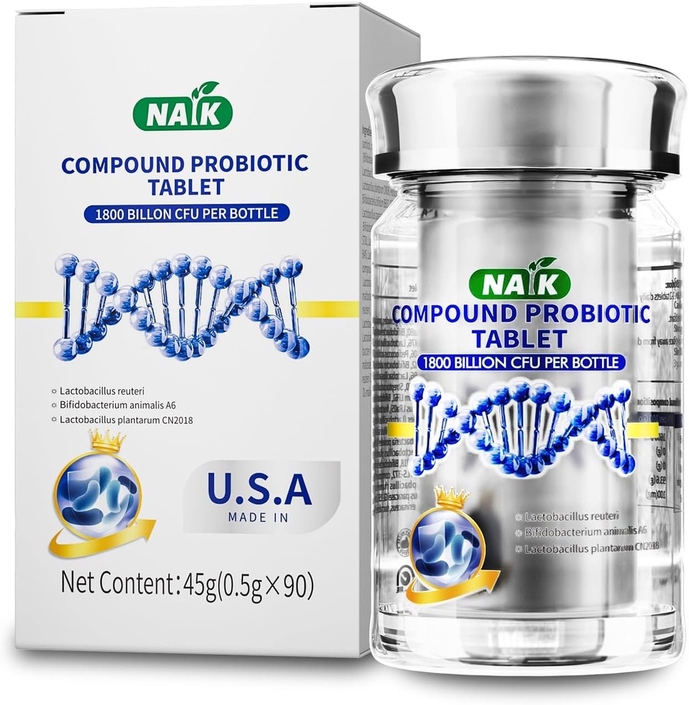 NAIK Probiotiká 1800 miliárd CFU - 10 kmeňov + organické prebiotiká - Immune, Digestive & Gut Health - podpora príležitostnej zápchy, hnačka, plyn & Bloating - pre ženy a mužov - 45kt