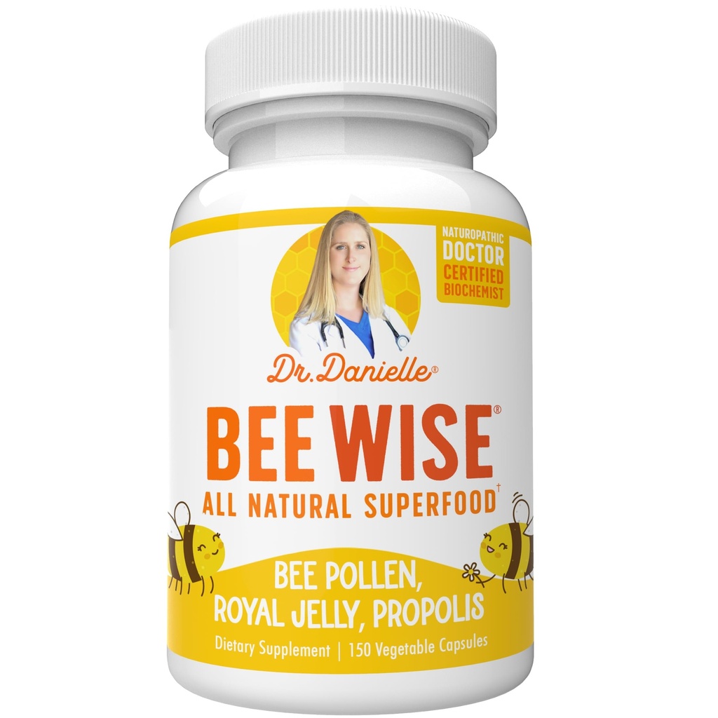 Dr. Danielle's Bee Wise - Bee Pollen Supplement - Bee Well with Royal Jelly, Propolis, Beepollen in 4 Daily Bee Pollen Kapsule