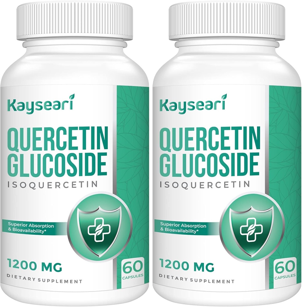 Quercetin Glucoside 1200mg Doplnky - Isoquercitin so 6X Biologická dostupnosť, 120 Veggie Kapsule, Contain Black Pepper & Rutin for Max Absorbtion