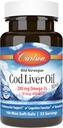 Carlson - Cod Liver Oil Minis, 280 mg Omega-3s + Vitamíny A a D3, Norway, Wild Caught, Udržateľne Zdroj, 100 Mini Softgels