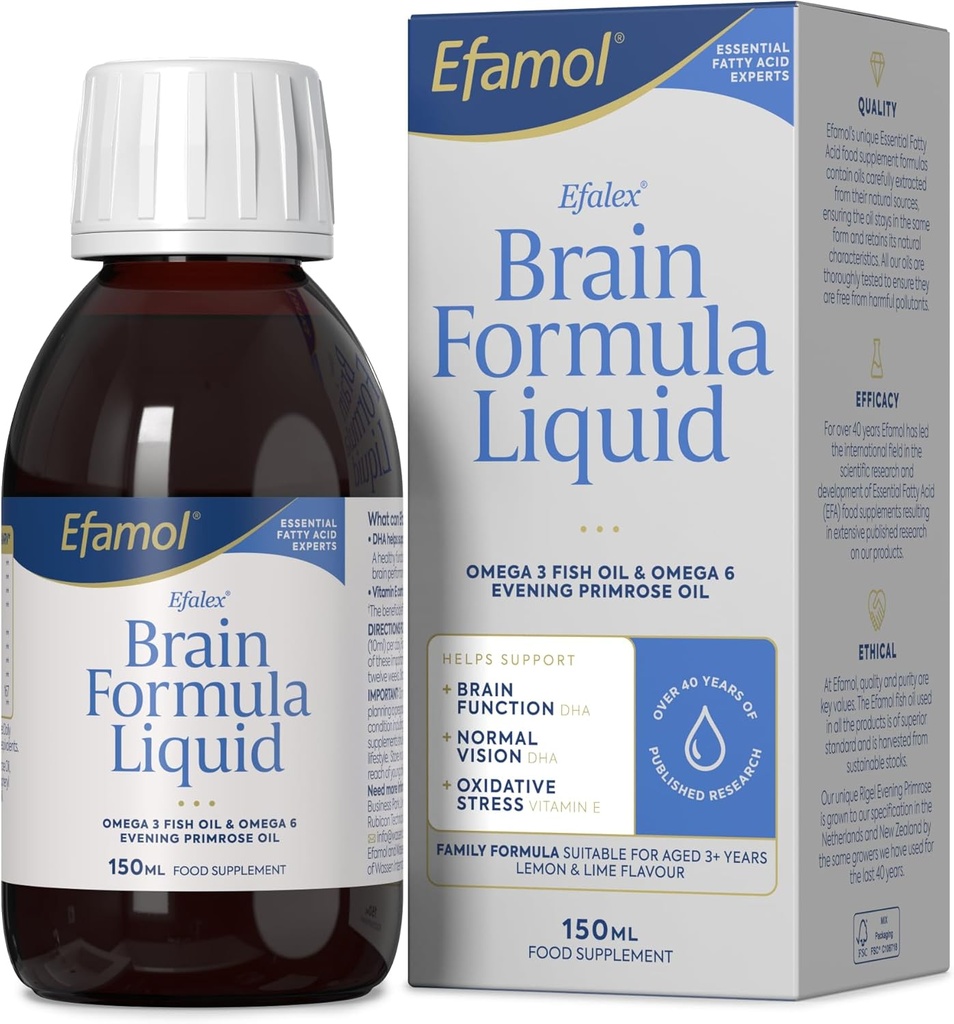 Efalex Omega 3 +6 potravinové doplnky Citrón a vápno Ochutené tekutiny 150ml