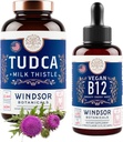 WINPODER BOTANICALS Tudca so Silymarin Milk Thitle a Vegan Vitamín B12 Tekutina - Zdravotná podpora Bundle