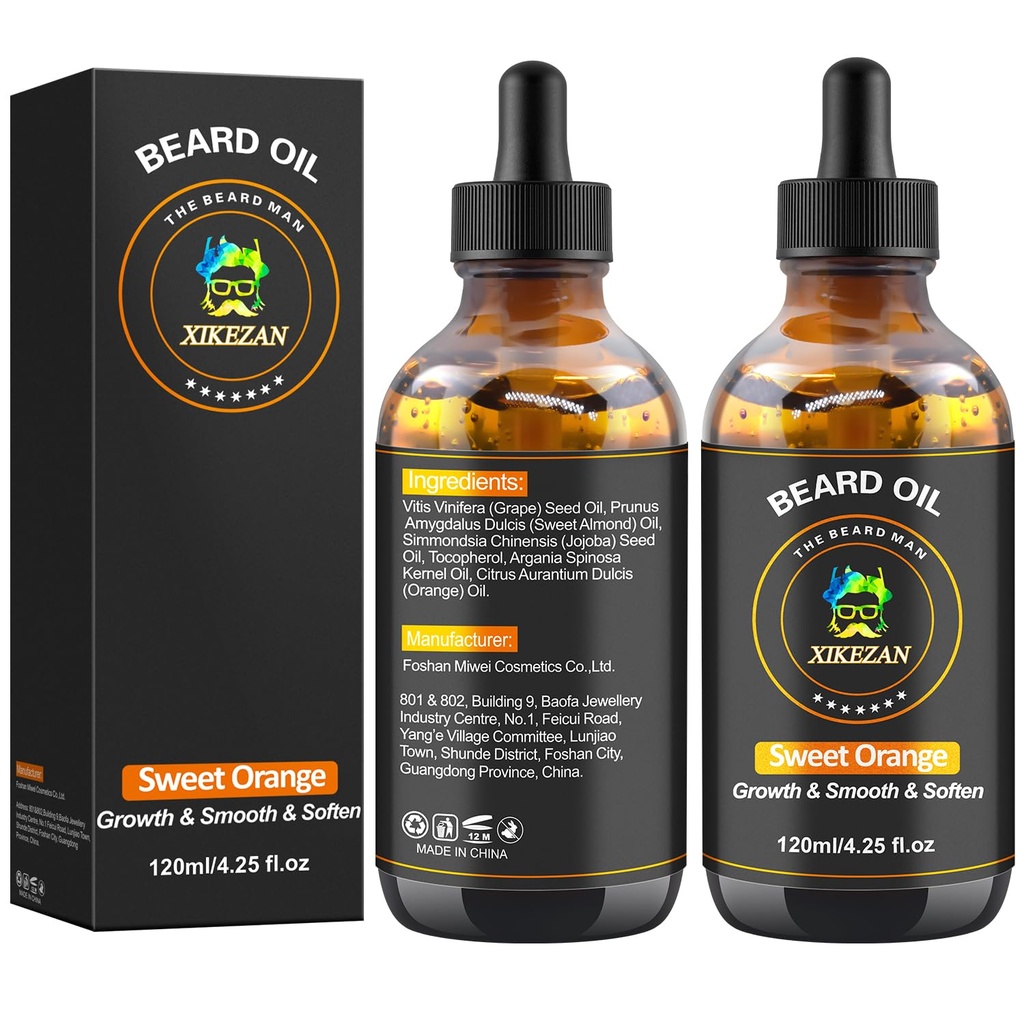 Medvedí olej, 120ml/4.25fl.oz Olej podporuje veľký objem brada rastu, Leave in Conditioner Brada starostlivosť prírodná sladká pomarančová vôňa fúzy rast zmäkčuje silu,Dary pre mužov mu otec