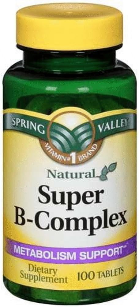 Spring Valley Super B- Complex, metabolická podpora, 100 tabliet