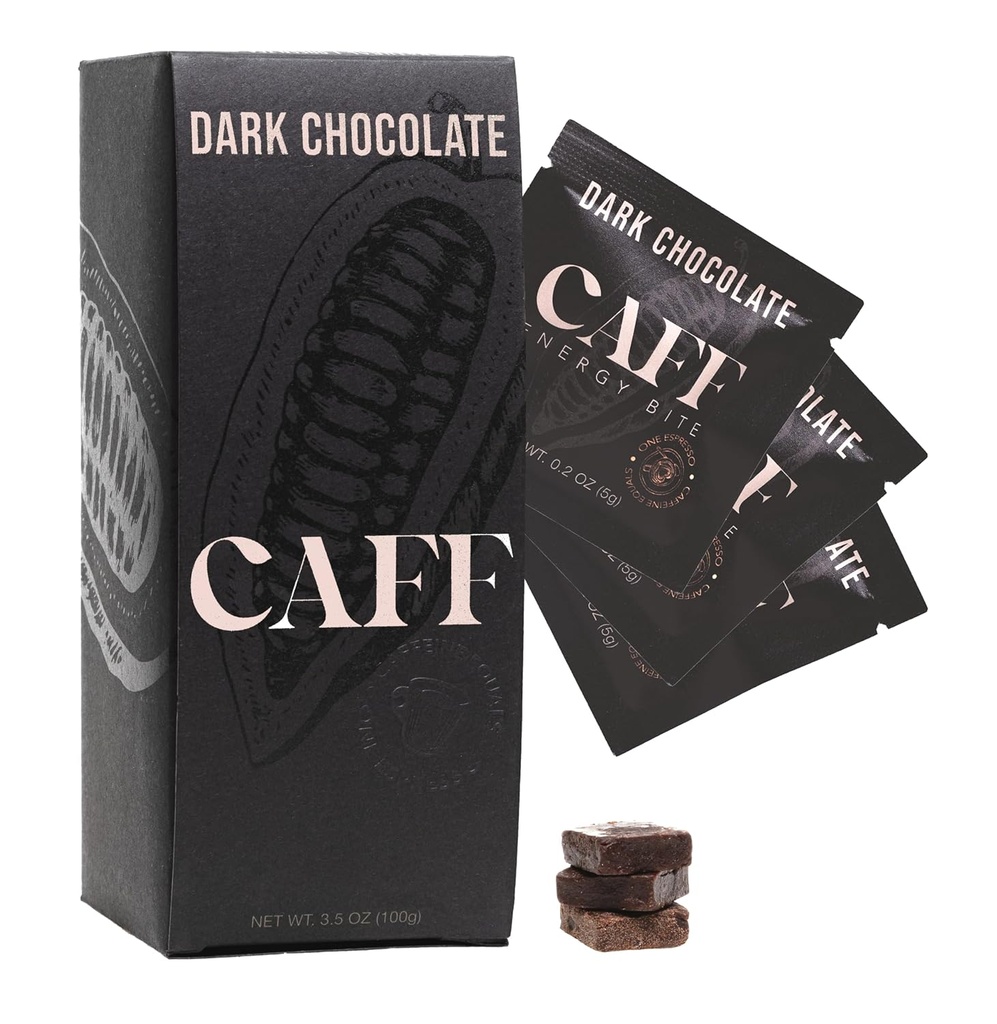 CAFF All Natural Energy Bites - Kofeínová čokoláda ochutená Chew for Energy Boost - No Pridané cukor - 65 mg kofeín čokoládové bary 