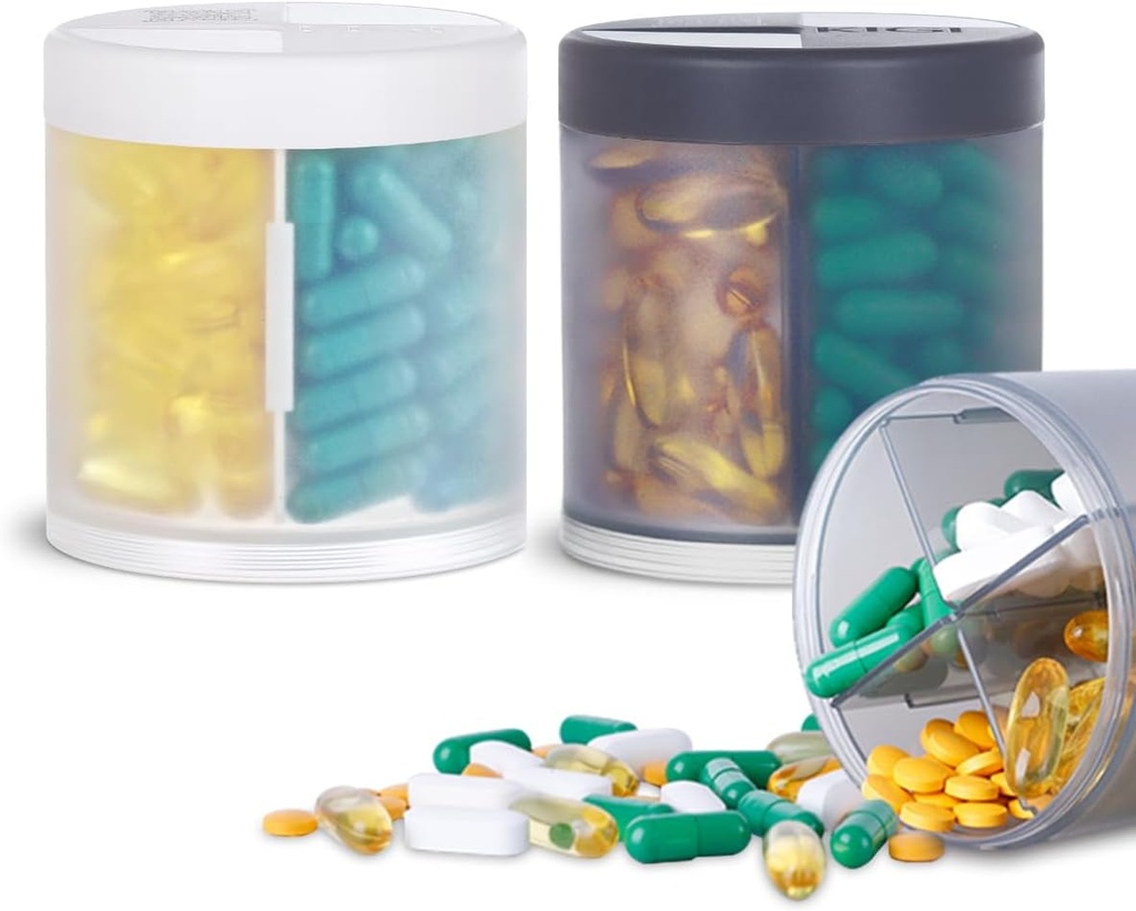 2 balenie KIGI veľké kapacity Organizátor pilulky fľaše so 4 oddeleniami