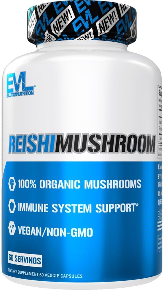 Elution Nutrition Reishi Mushroom - Immune System & Health Support - 500mg Mushroom Supplement - 100% Organic, Vegan & Non-GMO - 60 Servisov