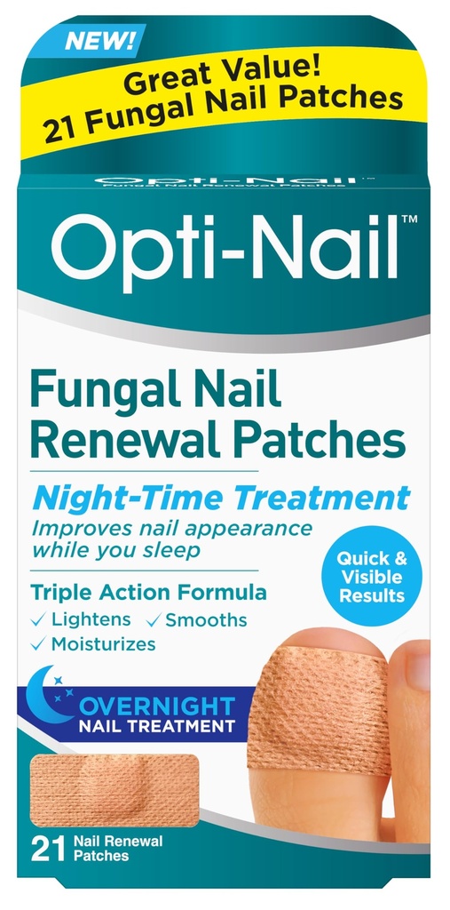 Opti-Network Plesňové nechty obnovenie Patches - 21 Patches, Night-Time liečba zlepšuje vzhľad nechtov počas spánku