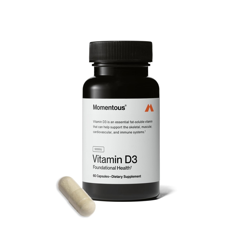 Momentálny vitamín D3 doplnok - 5,000 IU kapsule pre Foundal Health Support - NSF Certified for Sport - Gluten-Free - 60 porcií