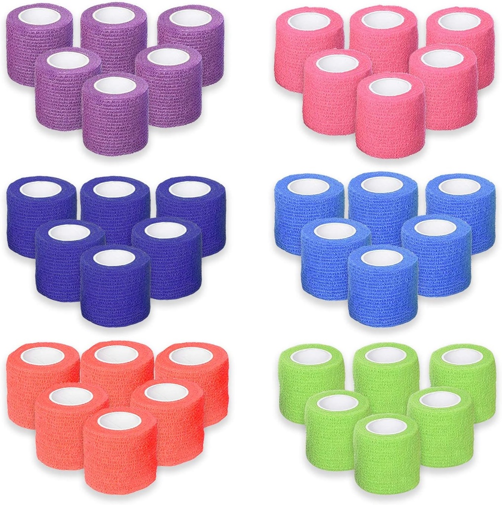 Ever Ready First Aid Self Adherent Cohesive Bandáže 2" x 5 Yards - 36 Počet, Farby dúhy