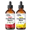 Wild & Organic Hawthorn Berry Tincture 4 fl oz a púpava Root Tincture 4 fl oz