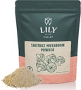 LILY of the VALLEY Shiitake Mushroom Powder - vyrobené z najjemnejšie vysušenej šitake Mushroom - Silnejší Umami Flavor ako čerstvé huby - Skvelé pre omáčku, Polievka a Mušroom káva (4oz, 113g)