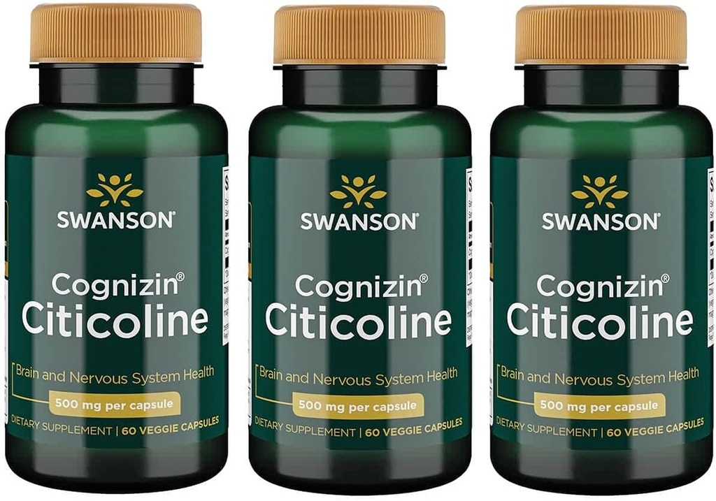 Swanson Cognizin Citicolín 1000 Milligrams 60 Veg kapsuly (3 balenia)