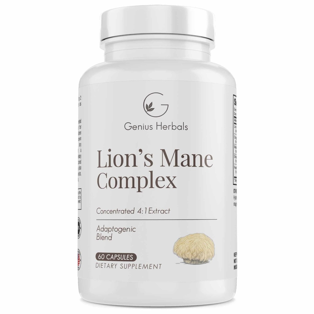 Lion Mane Complex - Koncentrovaný 4:1 extrakt pre Zdravie mozgu, kognitívne a pamäťové podporu - 60 kapsúl