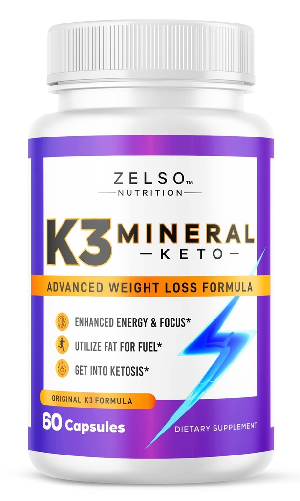 ZELSO K3 Minerálne tabletky na chudnutie pre ženy a mužov, K3 minerálne pilulky - K3 soľné minerály, vitamín + K3 kapsule doplnok pre Keto chudnutie - 1 mesiac dodávky