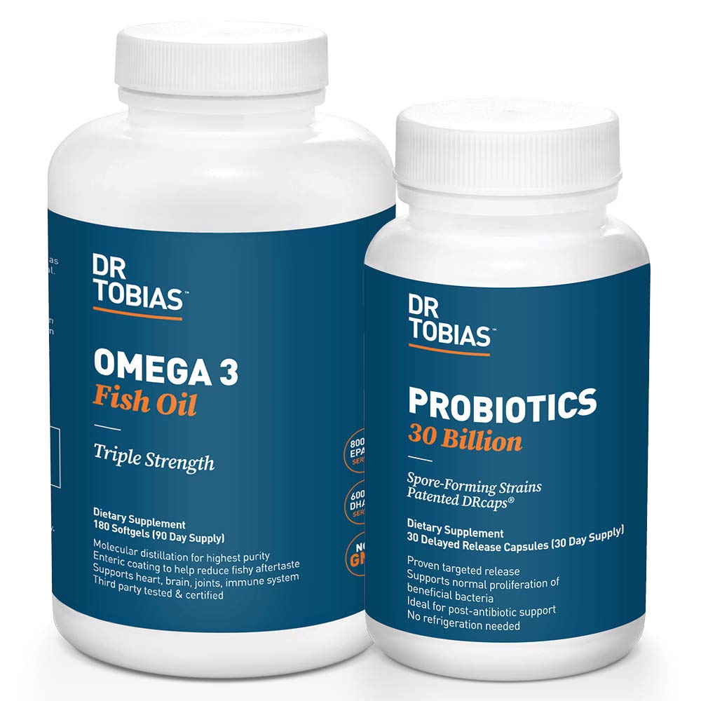 Dr. Tobias Probiotiká 30 miliárd a Omega 3 rybí olej (2000 mg) na podporu trávenia a celkové zdravie