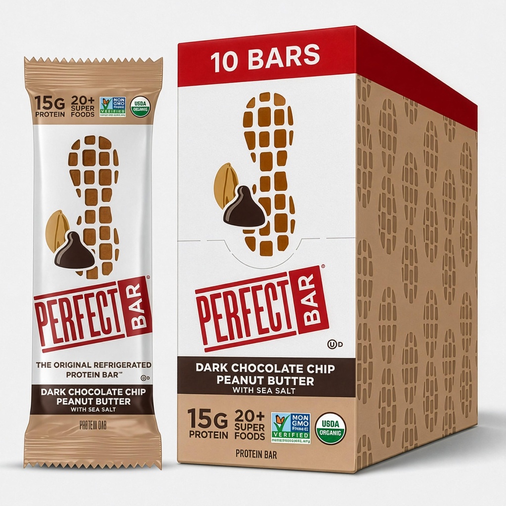 Perfektný bar, Tmavá čokoláda Chip Arašidové maslo Protein Bar, vysoký proteín, Organické, Gluten Free, Sój Free, Non GMO, Bez cukru Alkoholy, 2.3 Ounce Bar, 10 Počet