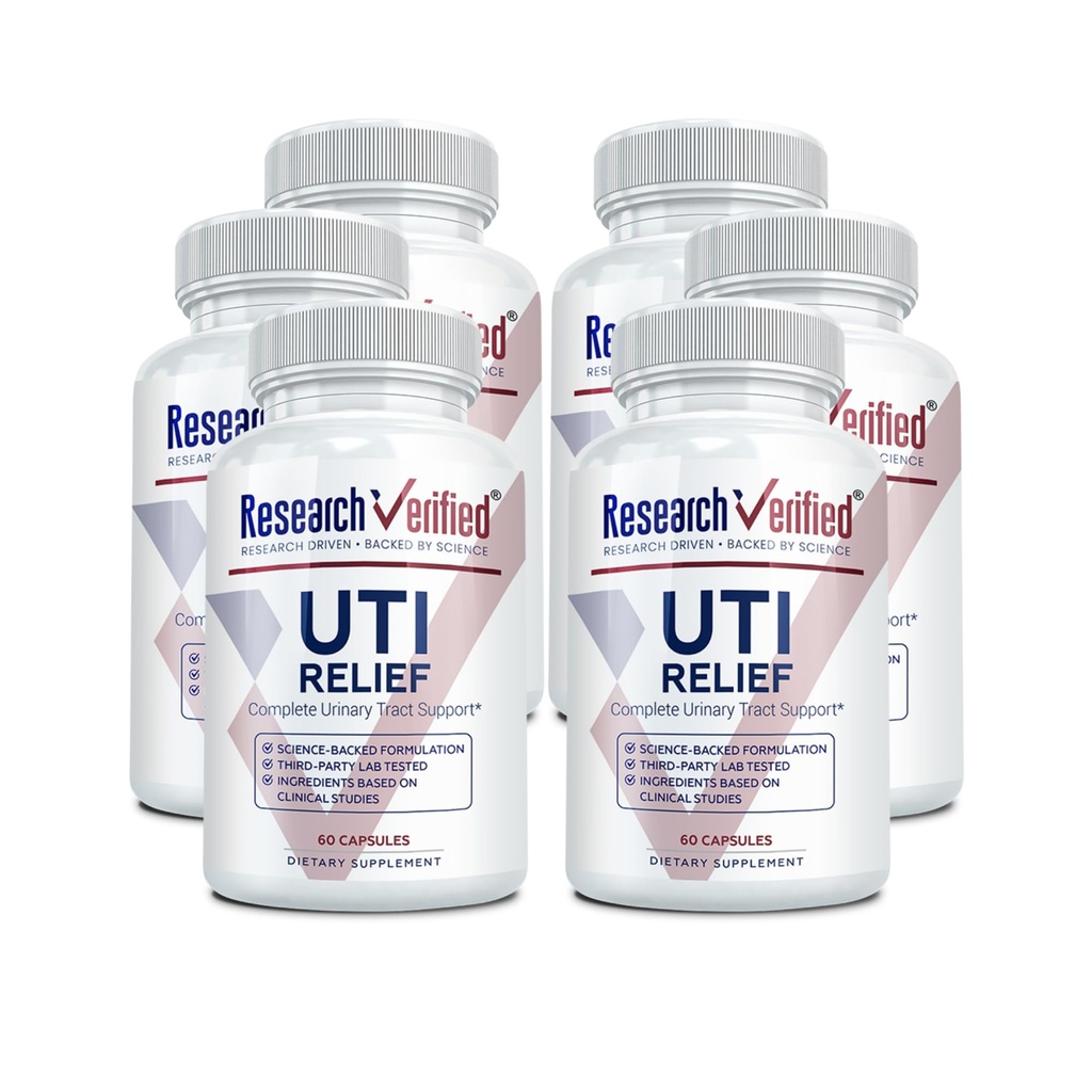 Výskum Overené UTI Relief - Urinary Tract Suplement Suplement - 100% Natural, Vegan with Lingonberry, Cranberry & D-Mannose - 6 Fľaša (6 Mesiac dodávky)