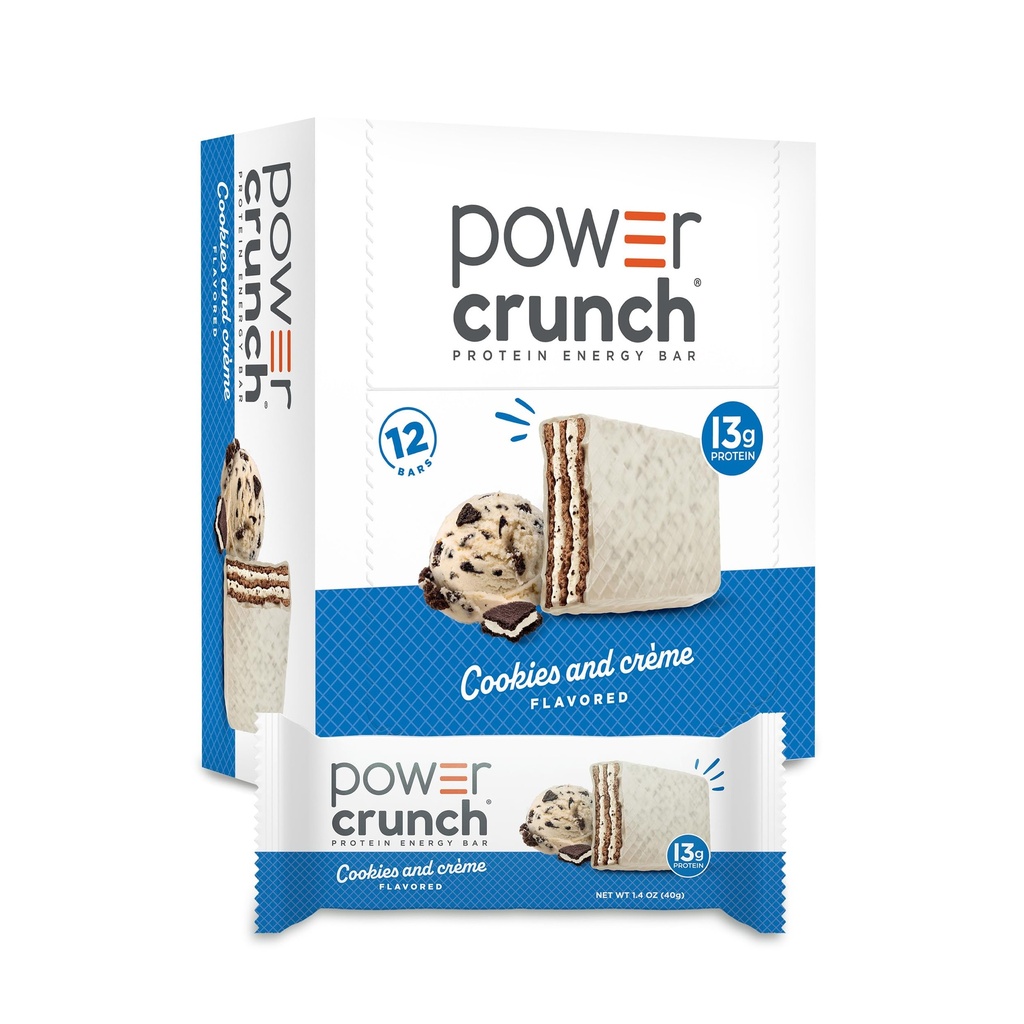 Power Crunch Proteínové tyčinky, Snacks s lahodnou chuťou, Cookies a Crème, 1.4 Ounce (12 Počet)