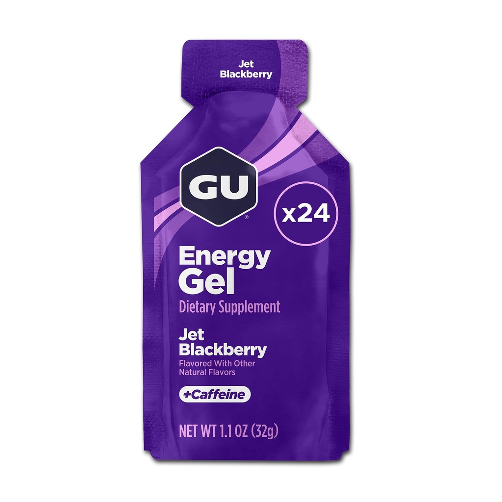 GU Energy Original Sports Nutrition Energy Gel, Jet Blackberry, 24 gróf Box (123044)