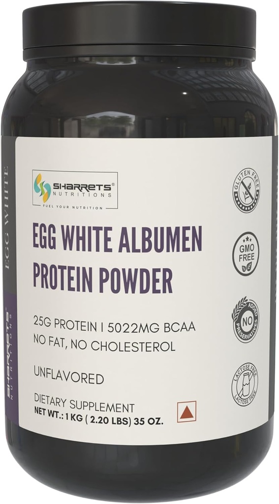 Vaječný biely albumín Proteín prášok, 2,2 lbs Neochutený, Proteín prášok pre ženy Muži Dospelí Atletes Bodybuilding začiatočníci chlapci dievčatá rodina, Halal Certified - Non GMO, Gluten Dairy Free