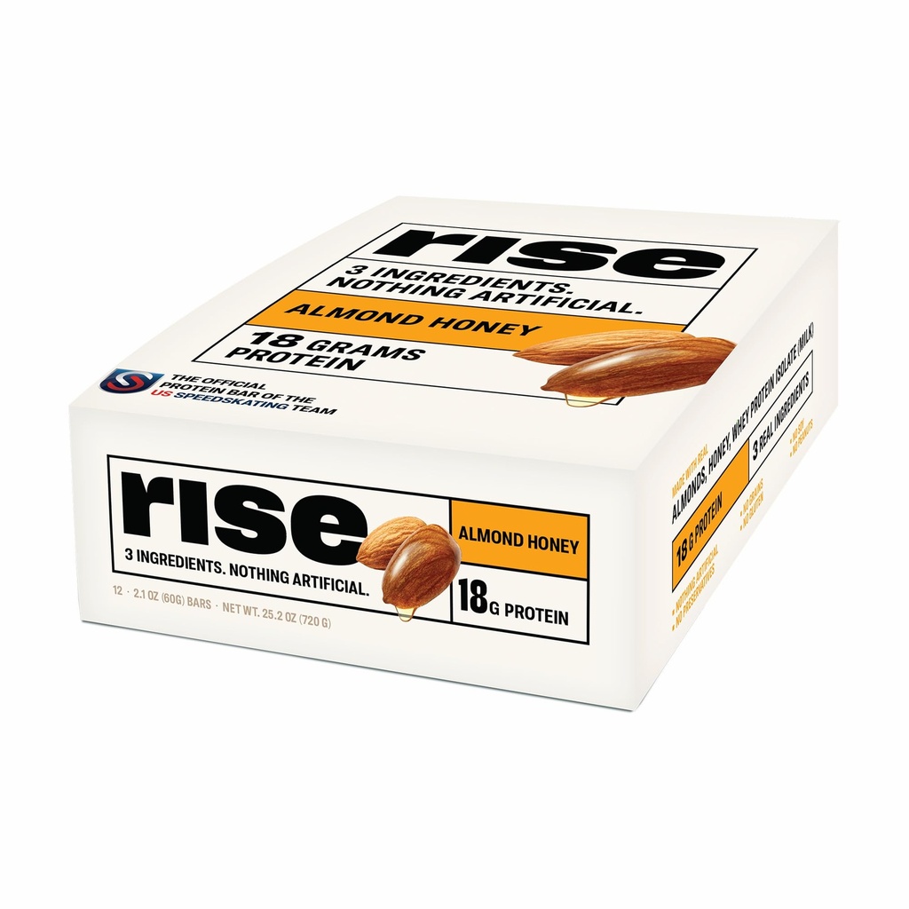 Rise Breakfast Srvátka Protein Bars Almond Honey, 18g Protein, 2,01 oz (12 balenia)
