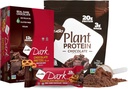NuGo Dark Chocolate Pretzel w/SS, 12g Vegan Protein, Gluten Free, Kosher Pareve, Non-GMO, 12 Count and NuGo Plant Protein Powder, Chocolate, 20g Protein, 3g Cukor, 25 Servings