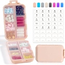 14 GRIDS Travel Pill Organizátor box s labels - Travel Medicine prípad Kit - Pocket Daily Pharmacy Container - Cestovné lekárnička držiak dispenzér pre rybí olej vitamínové doplnky skladovanie - ružová