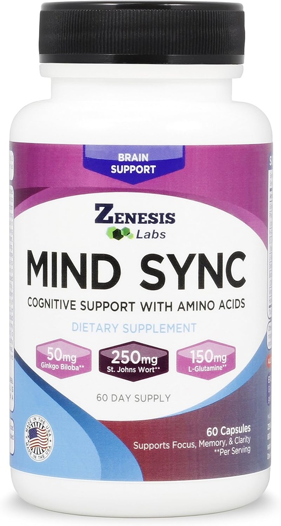 Zenesis Labs Mind SYNC - 60 Kapsule s Ginkgo Biloba, St John's Wart & L-Glutamine - Prečítajte si prosím Recenzie