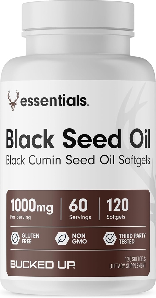 Čierny olej zo semien 1000mg na porciu (olej z rasce čiernej) Essentials (60 Servings, 120 Softgels)