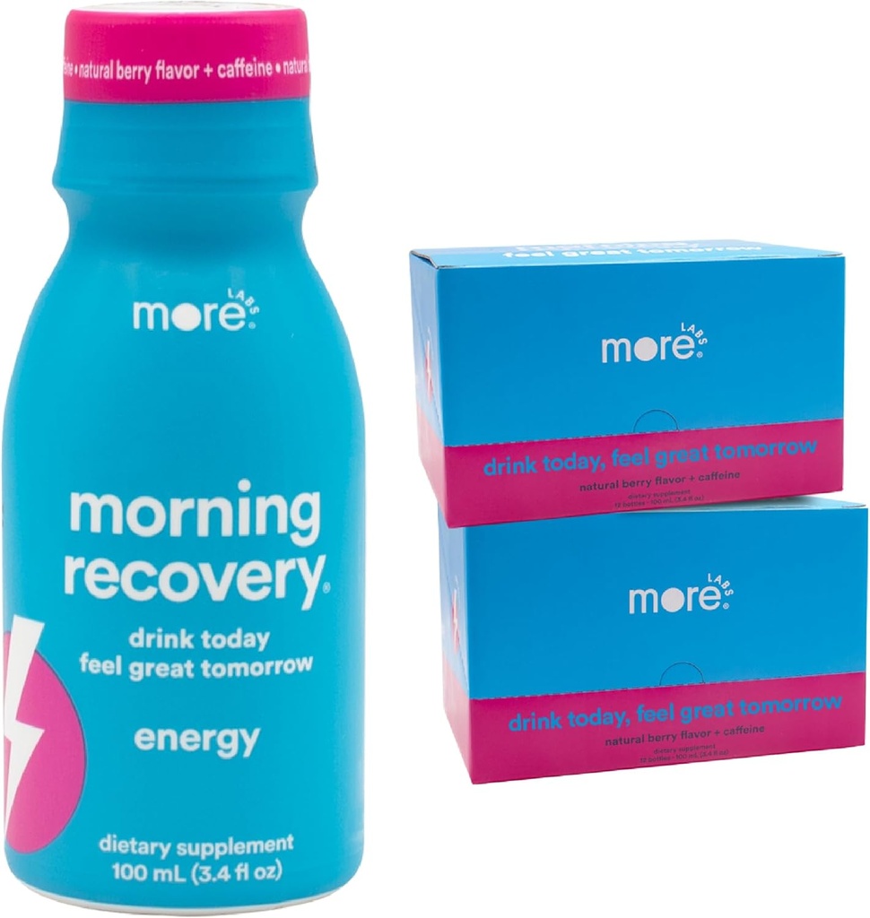 Morning Recovery, Elektrolyte s energiou, Mliečne Thitle Drink Vlastnícke formulácie na hydratáciu Pri pití pre ranné zotavenie, vysoko rozpustná kvapalina DHM, Berry, balenie 24