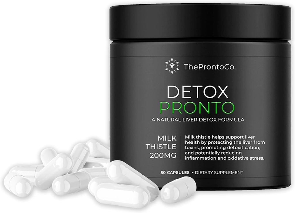 Pronto Pečeň Detox Supplement - Milk Thisttle Extract 200mg, Pečeň Cleanse & Support Pills, Detox Formula pre zdravie pečene, 50 Kapsule