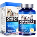 Omega-3 rybí olej pre psy, Omega 3 rybí olej s EPA a DHA podporuje psy Sezónne alergie Relief, Boosts Immune Function, Ich Skin Relief & Promotion Coat Health, Pet Supplements - 120 Soft Gels