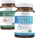 Irish Sea Moss & Omega 7 (3-Month Supply) Sea Omega Combo Bundle - Organic Irish Sea Moss - Raw Vegan Supplement (180 Caps) & Omega 7 Softgels - Provinal Sustainable Peruian Anchovian Fish Oil -90 Caps